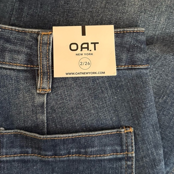 Oat New York High Waist Wide Leg Denim Jeans Size 2/26 NWT Dark Wash Stretch - Picture 4 of 6